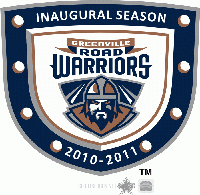 greenville road warriors 2010-pres anniversary logo v2 iron on transfers for clothing